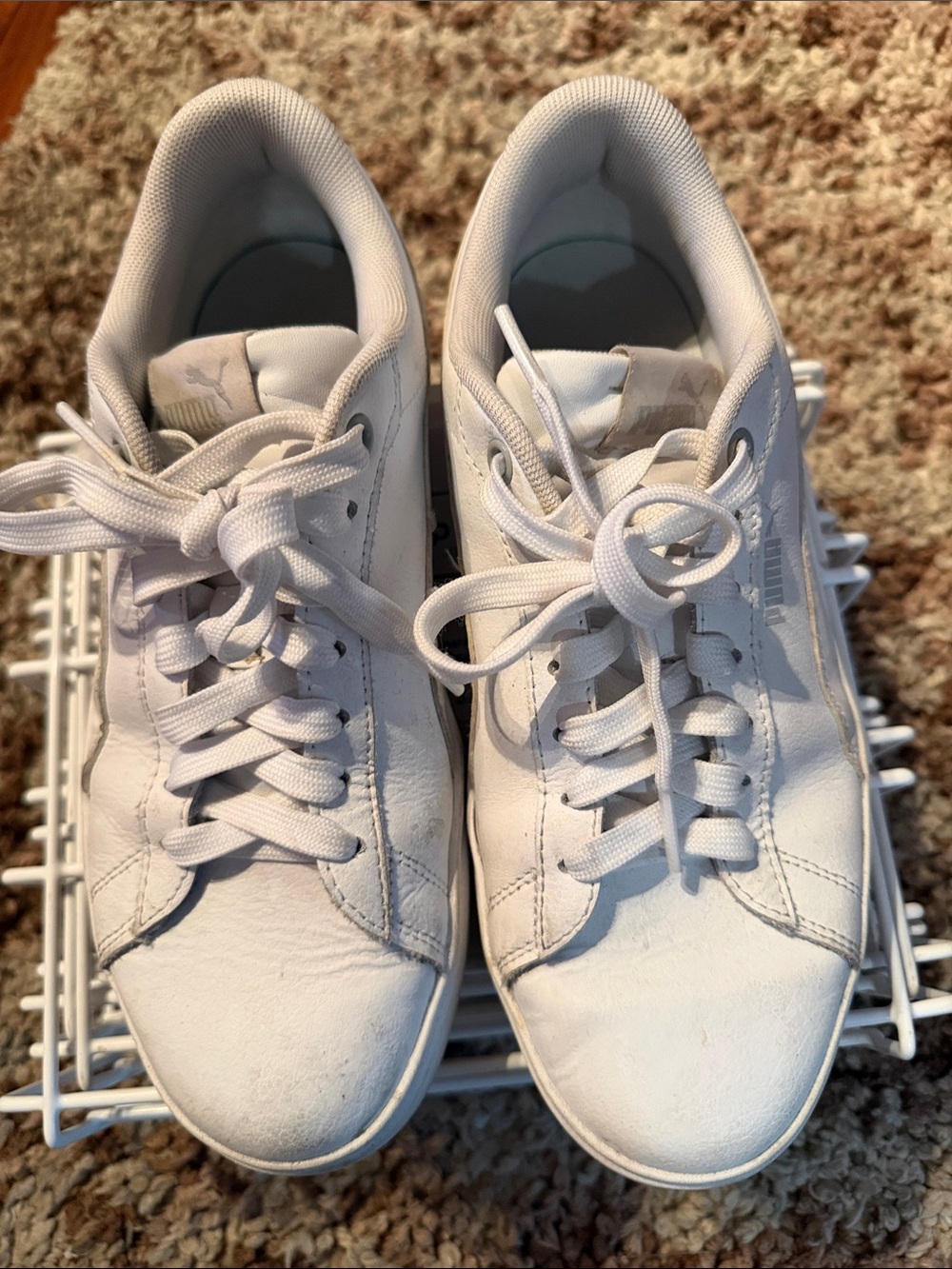 Puma Women’s White Leather Low-Top Sneakers